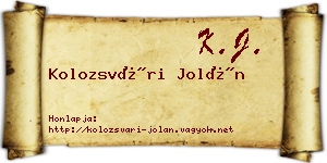 Kolozsvári Jolán névjegykártya