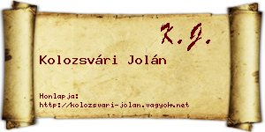 Kolozsvári Jolán névjegykártya